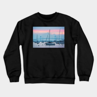 Pell Bridge Newport Harbor Newport RI Rhode Island Purple Sunset Crewneck Sweatshirt